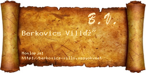 Berkovics Villő névjegykártya